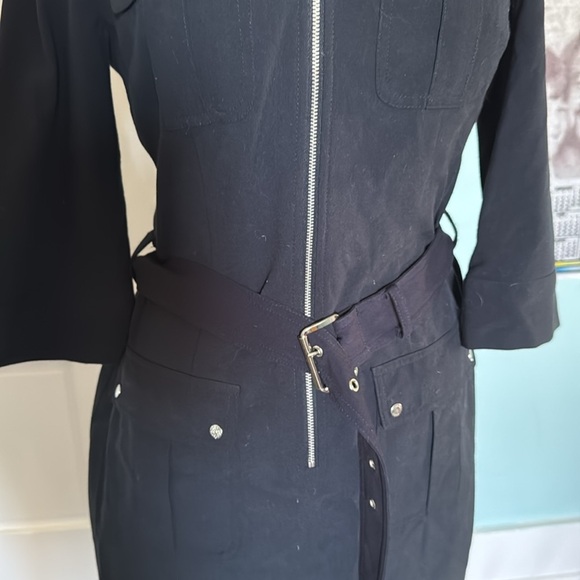 Michael Kors short sleeve utility belted stretch zip up minidress M - Picture 2 of 9